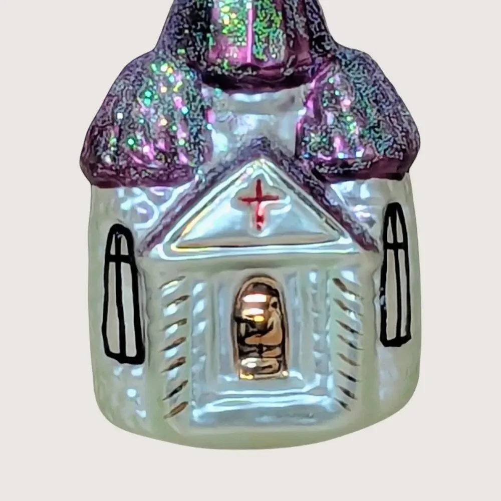 Vintage Christopher Radko Glass Church Ornament